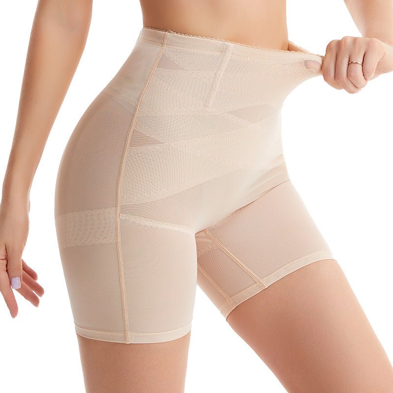 LuviGlow CurveMesh™ Sculpt Shaping Shorts — lifestyle shot showing waist stretch
