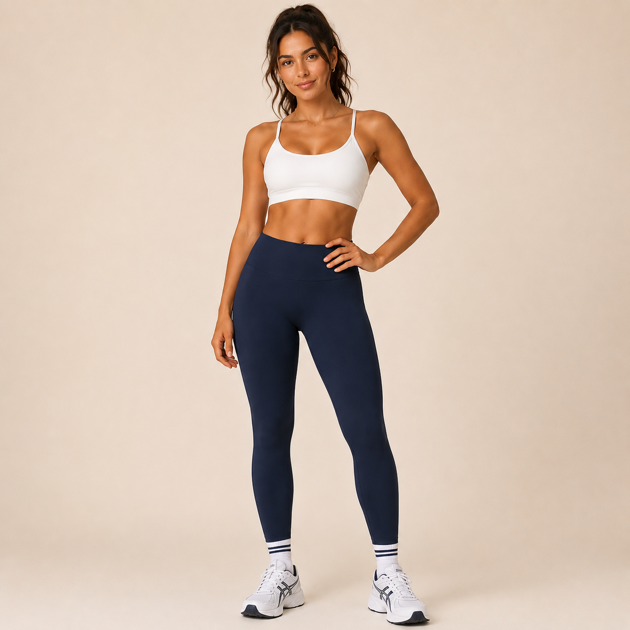 LuviGlow FlexFlow™ Leggings in navy — high-waist sculpting activewear
